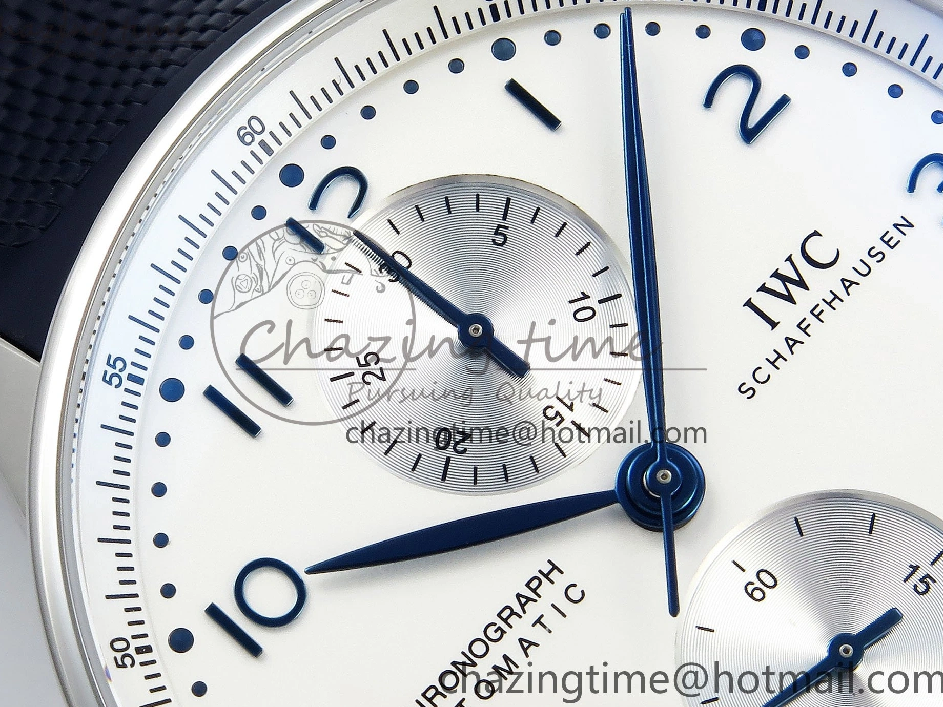 MIROTIME 0412 Casual Portuguese Chrono IW3716 Z+F 1:1 Best Edition White Dial on Blue Rubber Strap A 7016